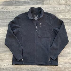 LL Bean Polartec Fleece Full Zip Jacket Men’s XL Black Zippered Pockets 284630